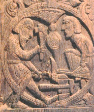 The Smithy, carving at Hylestad church portal